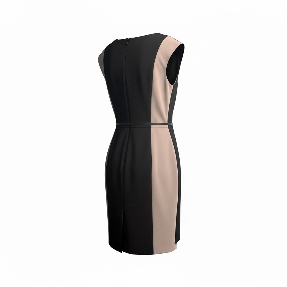Calvin Klein Colorblock Sheath Dress w/ Belt Black Size 12 - Picture 3 of 9